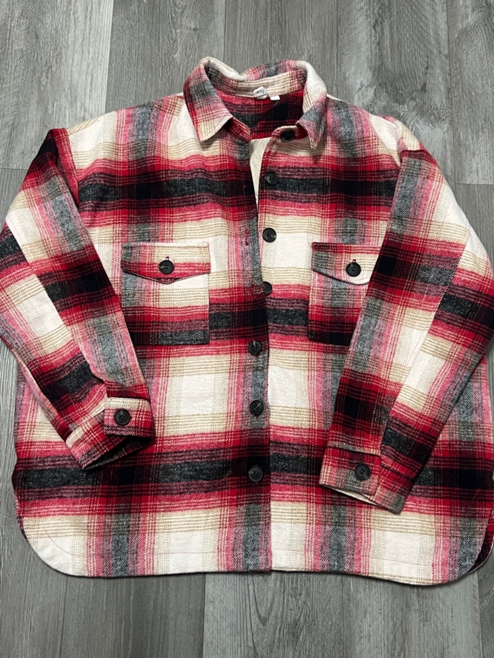 Elan woman’s plaid shacket /  Red/ size L